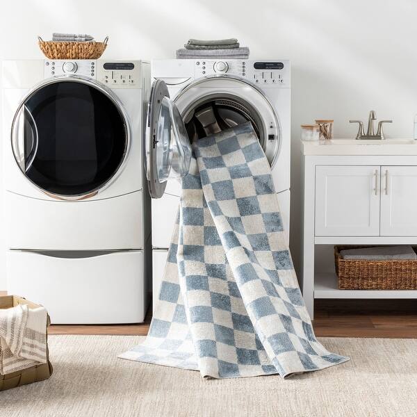 Livabliss Lillian Machine Washable Checkered Area Rug