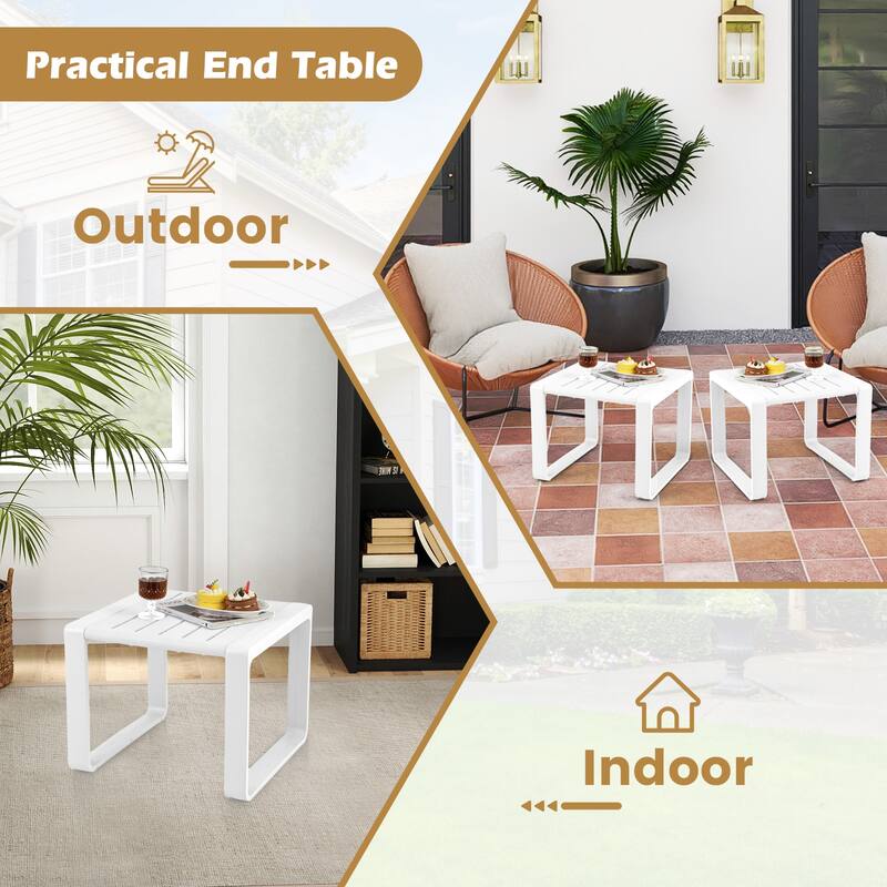 Gymax 3 PCS Patio Furniture Set w/1 Loveseat & 2 Side Tables