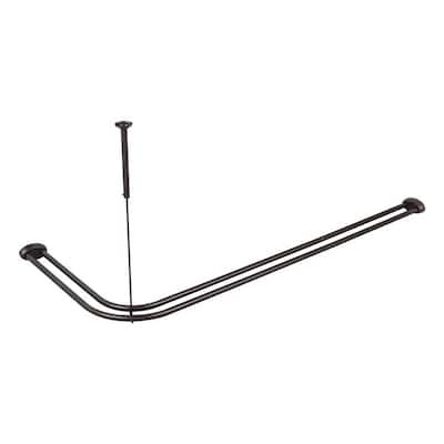Utopia Alley Rustproof Aluminum Double L Shaped Shower Curtain Rod 72" L x 31.7" W, with 24 Shower Hooks included, Wall Mounted