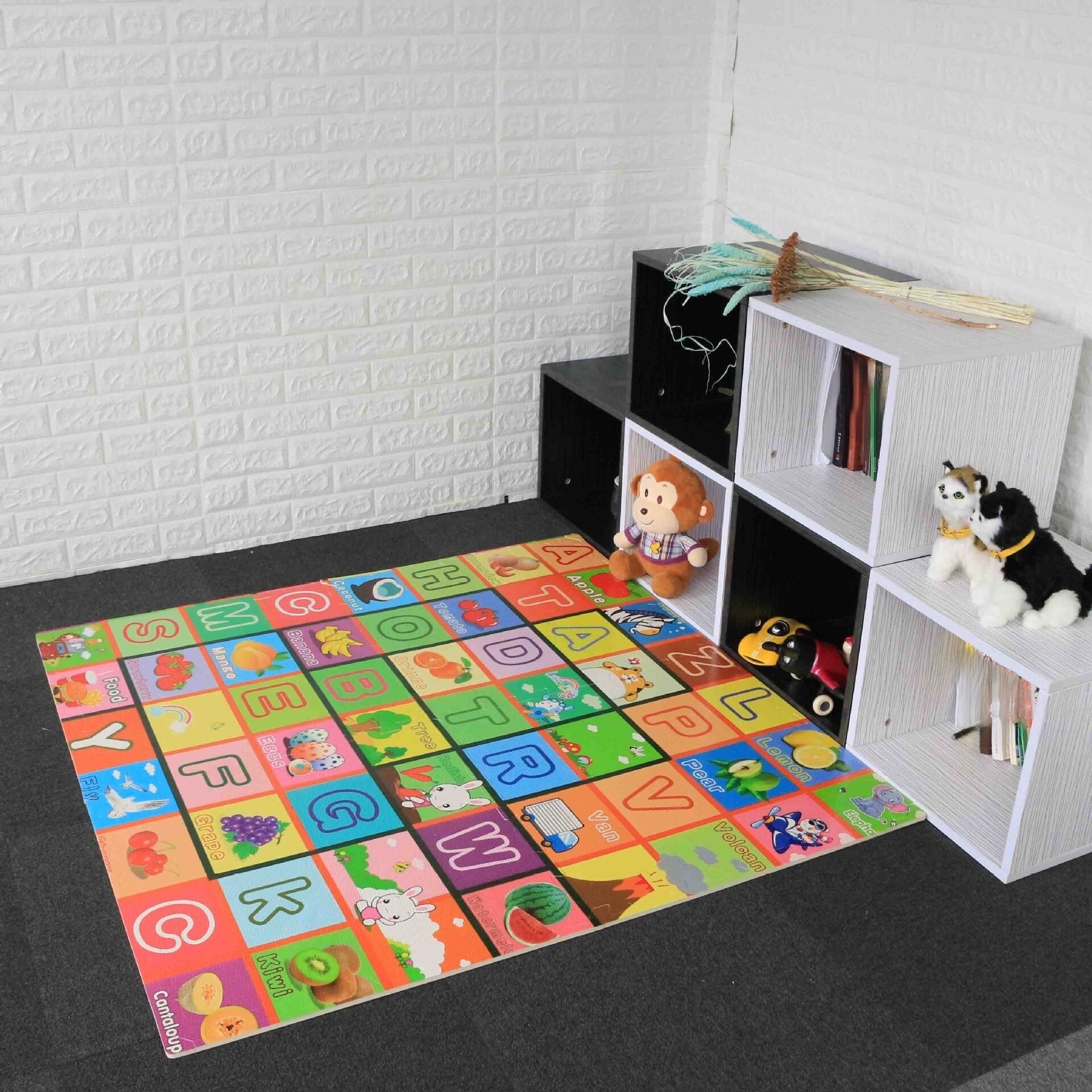 Foam letter floor tiles top
