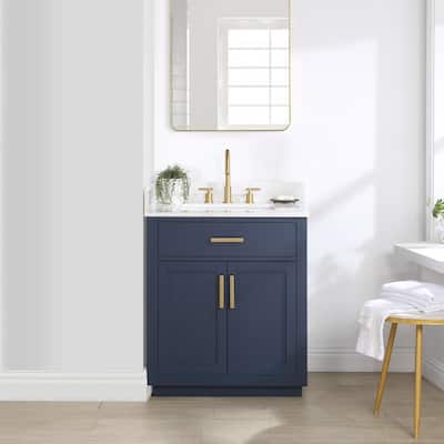 Altair Gavino Bath Vanity with Grain White Composite Stone Top, no Mirror