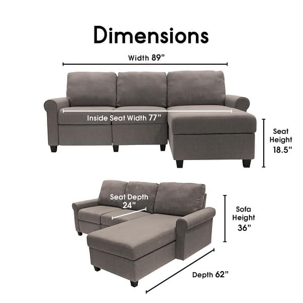 Serta Copenhagen Reclining Sectional Sofa with Storage Chaise, Small