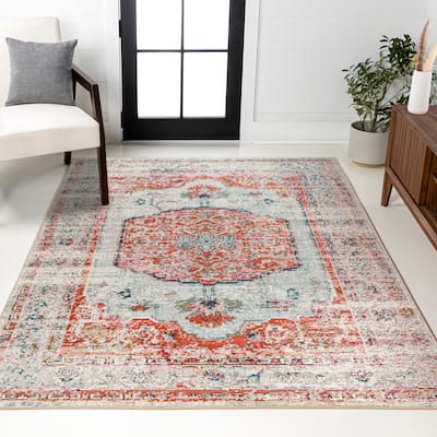Osuna Vintage Medallion Coral/Ivory Area Rug