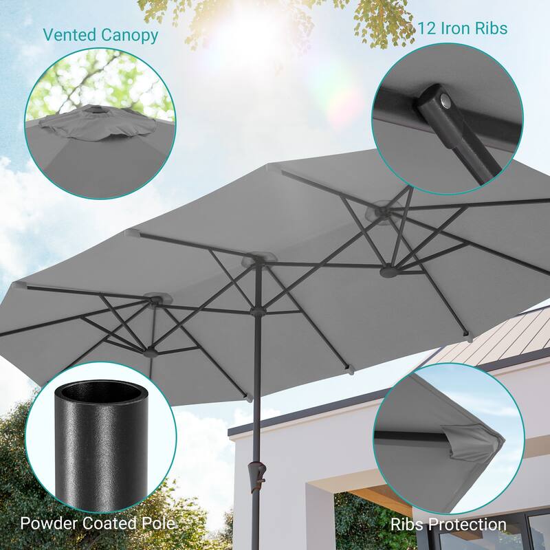 BONOSUKI 13 x 7.2Ft Double-Sided Patio Umbrella with Large Canopy Outdoor Table Umbrella for Garden and pool, Navy Blue