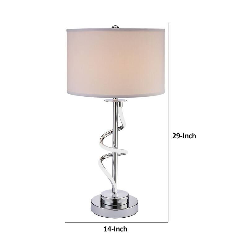 Jame 29 Inch Table Lamp, Drum Fabric Shade, Accent Round Chrome Base