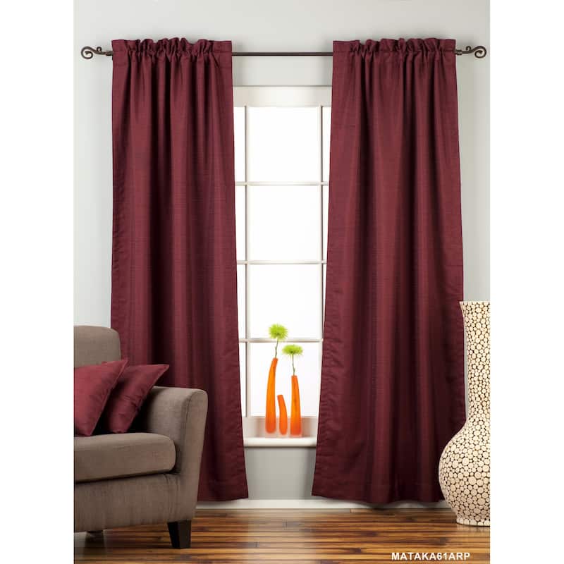 Dark Maroon Rod Pocket Matka Raw Silk Curtain / Drape / Panel - Piece - 43" W X 96" L (Lined) - 96 Inches