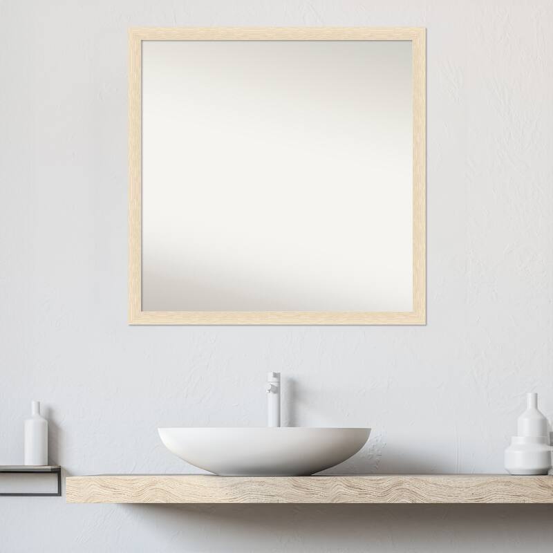 Woodgrain Stripe Non-Beveled Wood Framed Bathroom Vanity Wall Mirror