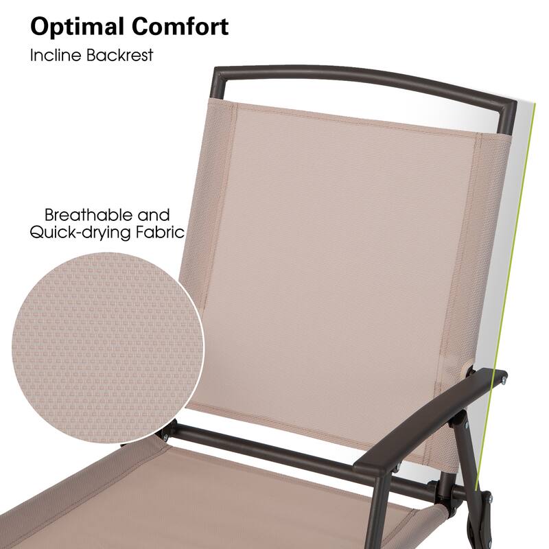Costway 2 pcs Patio Folding Sling Dining Chairs Armrests Steel Frame - See Details