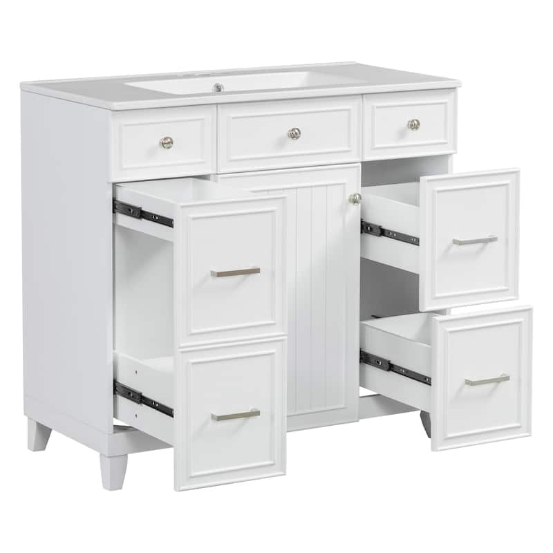 Versatile Bathroom Vanity with Ceramic Sink and Smart Storage by Harper&Bright Designs