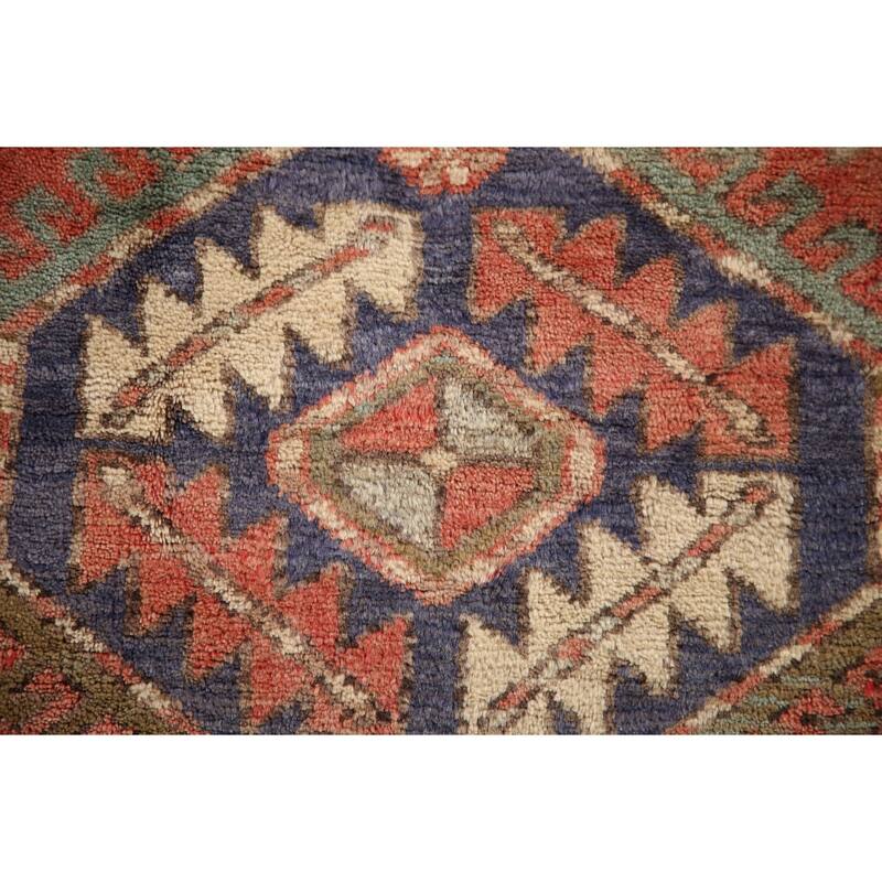 Vegetable Dye Tribal Orange Heriz Persian Vintage Runner Rug - 3'6"x 10'7"