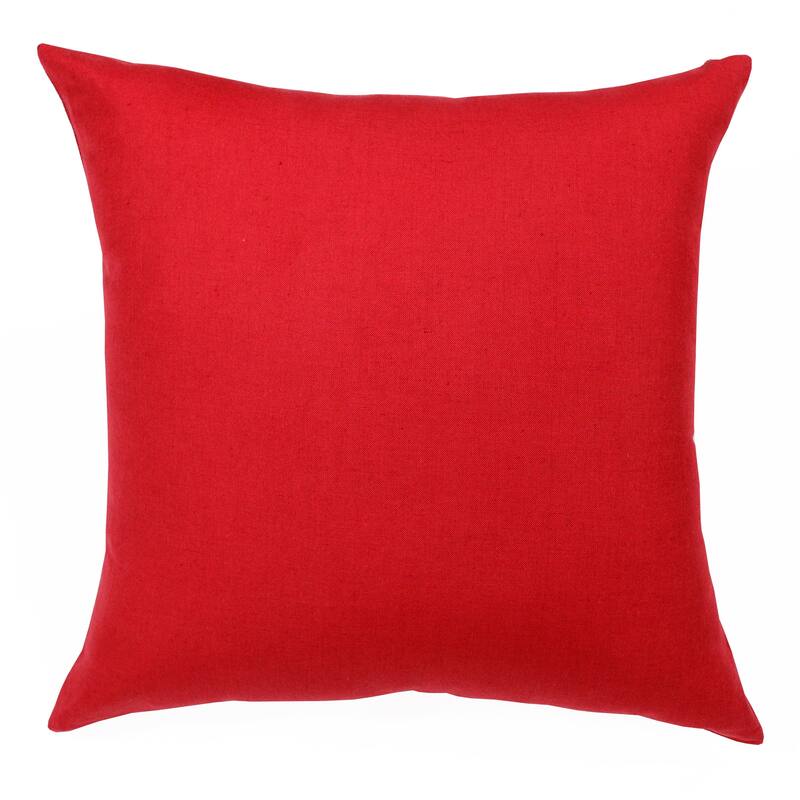 Sevita Hand-Woven Solid Linen Throw Pillow, 20" x 20" - Red