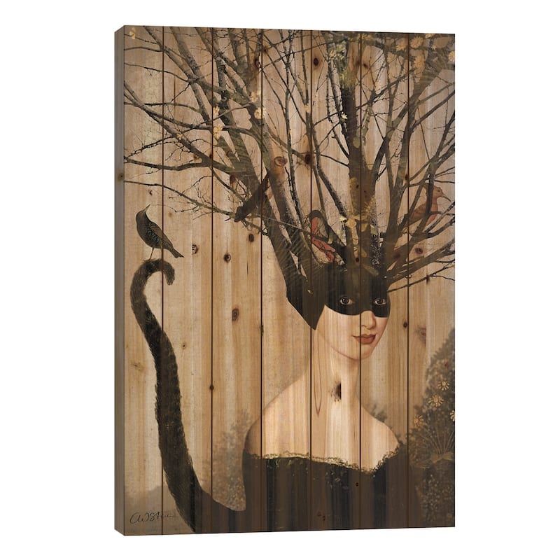 Catwoman Print On Wood by Catrin Welz-Stein - Multi-Color - 26x18x1.5