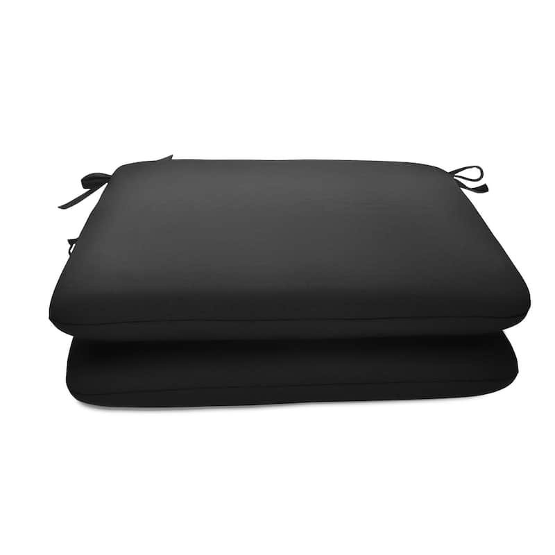 Sunbrella Solid fabric 2 pack 18 in. Square seat pad with 21 options - 18"W x 18"D x 2.5"H - Canvas Black