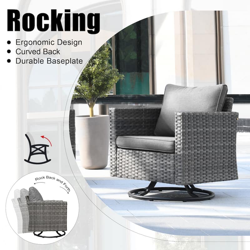 OVIOS 7-piece Patio Furniture Wicker Set with Swivel Rocking Chairs