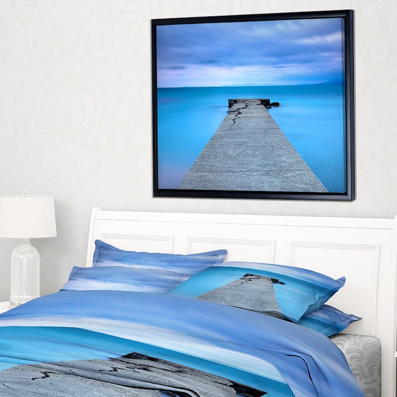 Designart "Broken Concrete Jetty" Seascape Framed Canvas Art Print