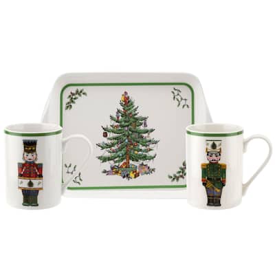 Pimpernel Christmas Tree Nutcracker Mug and Tray Set - 8" L x 5" W