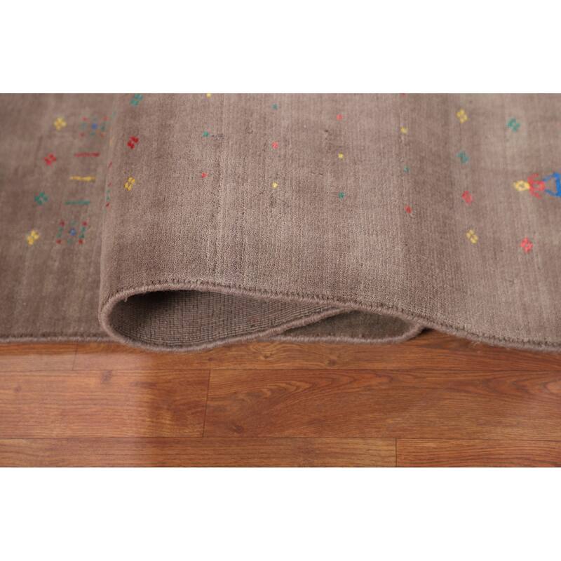 Light Brown Tribal Gabbeh Indian Area Rug Handmade Wool Carpet - 5'3"x 7'9"