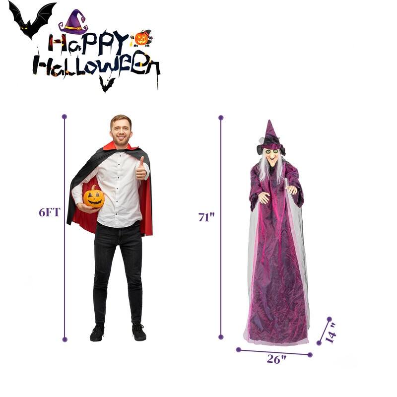 71in Life Size Hanging Witch Talking Halloween Everyday Decoration - Black