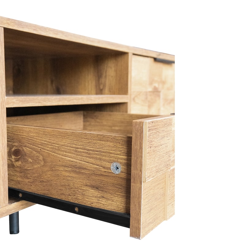 Roomfitters Mid Century TV Stand with 2 Drawers, Media Console for TVs up to 85 Inches, Entertainment Center, Natural