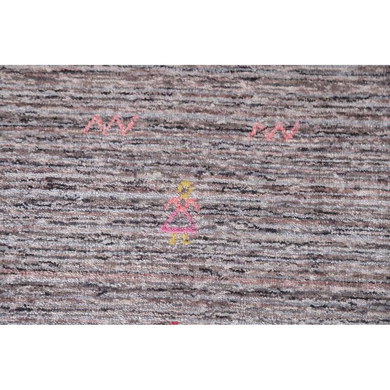 Striped Gabbeh Indian Area Rug Hand-Knotted Brown Wool Carpet - 7'10"x 9'9"