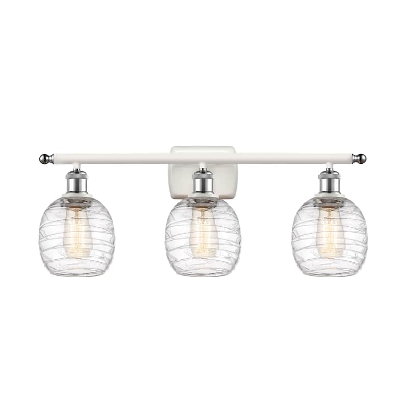 Innovations Lighting 516-3W-11-26 Belfast Vanity Belfast 3 Light 26" - White and Polished Chrome / Deco Swirl