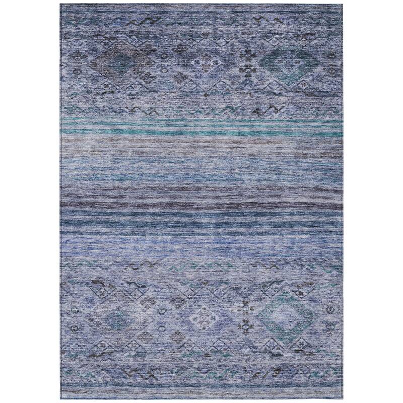 Machine Washable Indoor/ Outdoor Boho Moroccan Chantille Rug