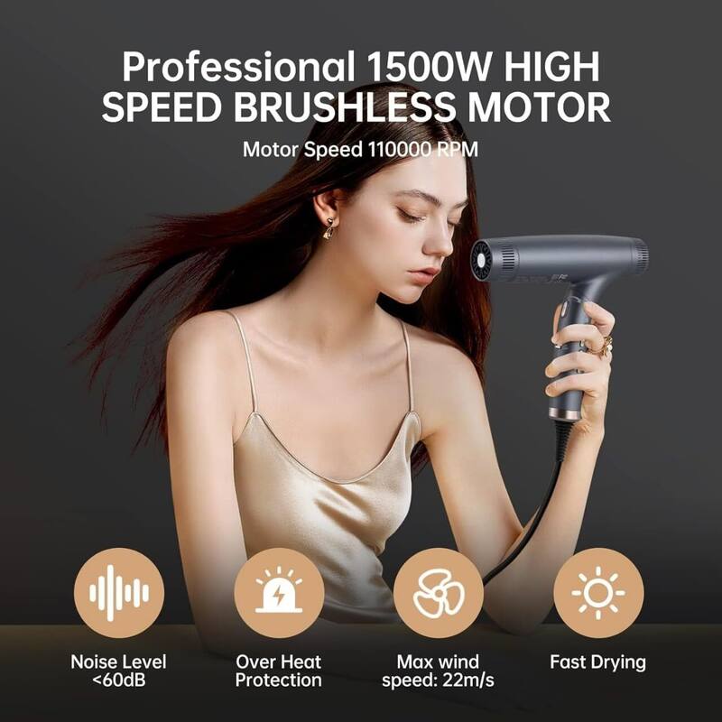 Foldable Low Noise High-Speed Negative Ion Hair Dryer