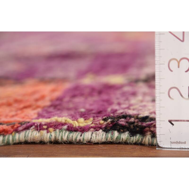 Purple Moroccan Oriental Area Rug Handmade Geometric Wool Carpet - 8'6" x 12'7"