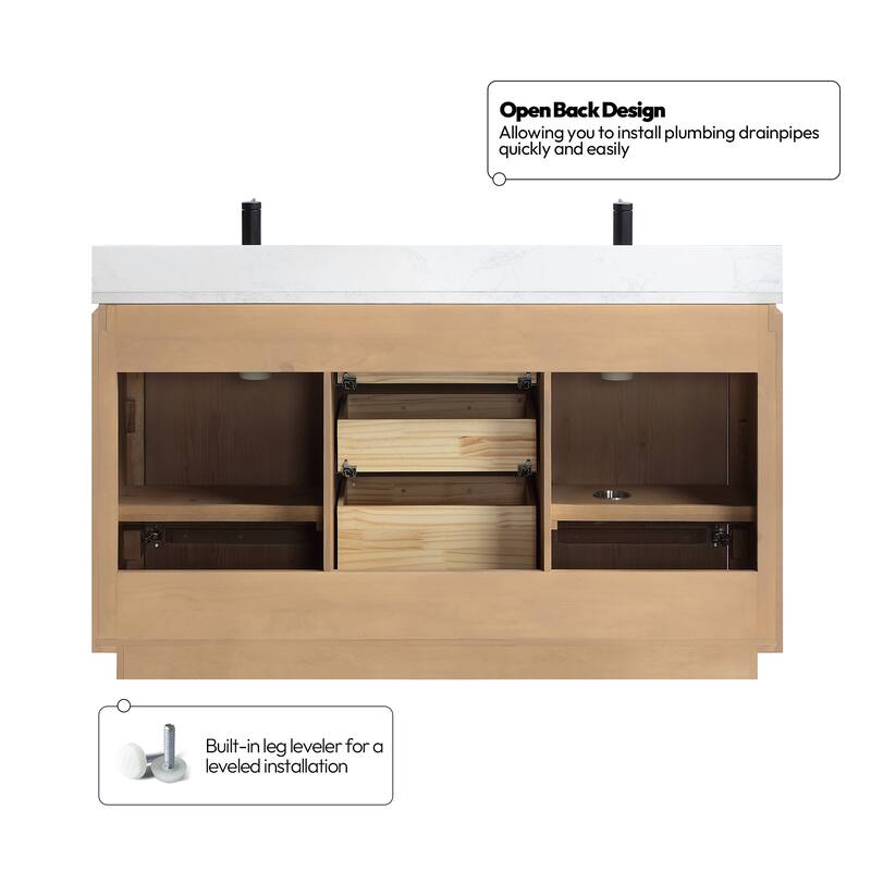 San Double Bath Vanity with Composite Stone Top and Mirror