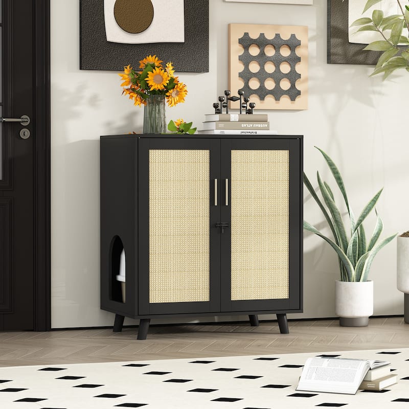 Buffet Cat Litter Box Enclosure Cabinet Hidden Cat Washroom Furniture