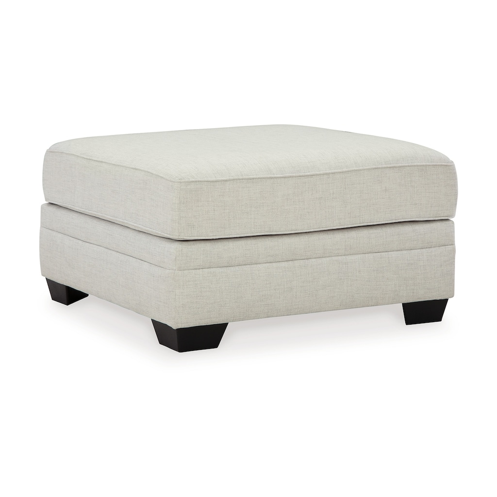 Hunter Oversized Ottoman, Dove Gray Polyester, Black, 36 Inch Square