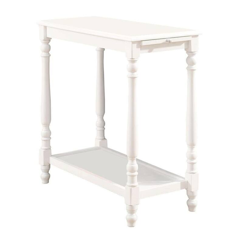 Modern Transitional White 1pc Side Table/Nightstand Hidden Tray Open Shelf Sofa Side Table Turned Legs
