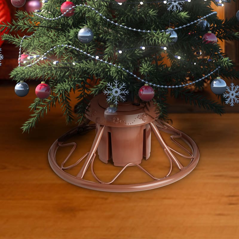 Home Heritage Rotating Tree Stand Base w/ Cascade 7 Ft Pre-Lit Holiday Tree - 27.3