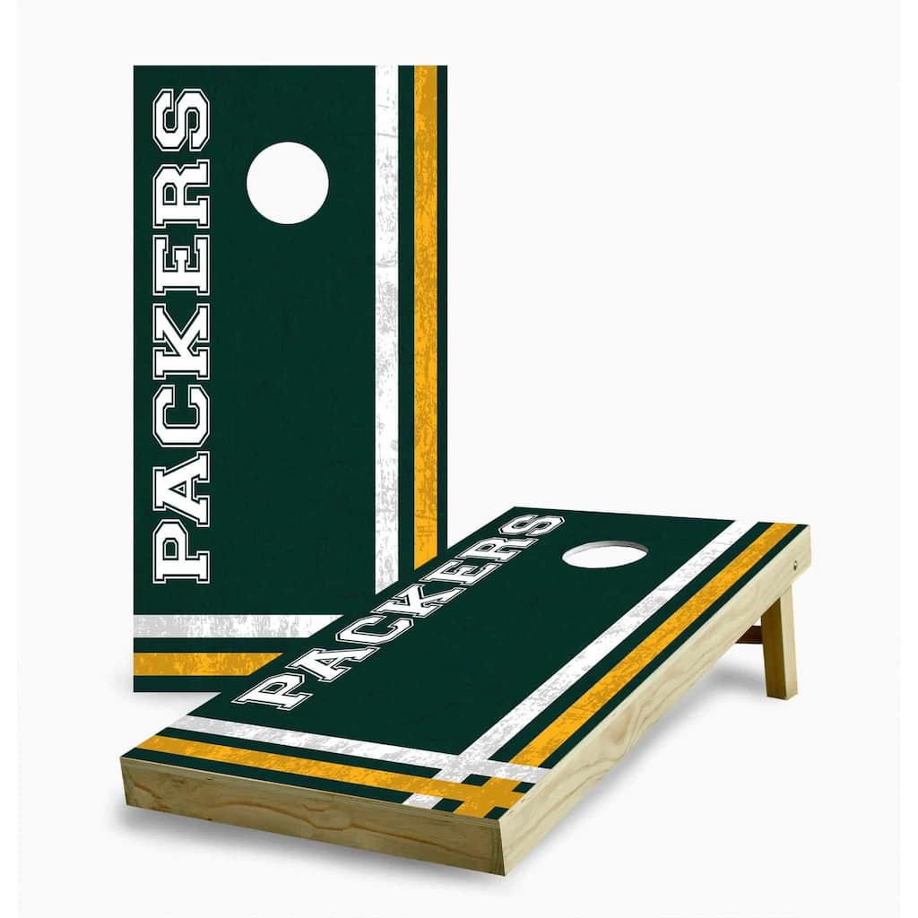Green Bay Packers Multi Stripe Cornhole Game (Choose Wraps or Boards)