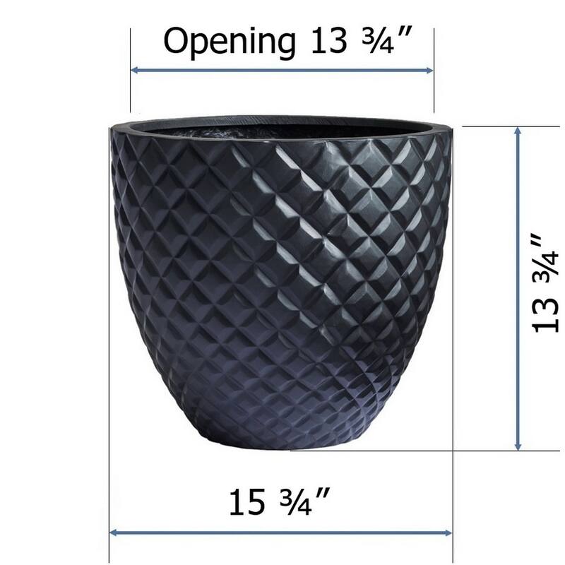 DreamPatio Irvine 1-Piece Fiberstone Pineapple Planter for Indoor/Outdoor - 15 3/4" x 13 3/4" - Black