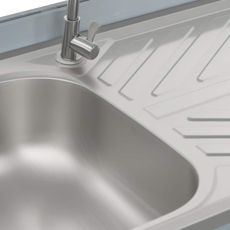 39.4" Outdoor Kitchen Island with Sink, Outdoor Kitchen Cabinet with Back Splash & 4 Wheels for Pizza Prep