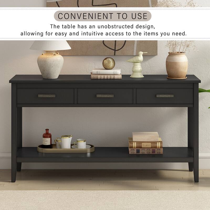 Contemporary 3-Drawer Console Table with 1 Shelf