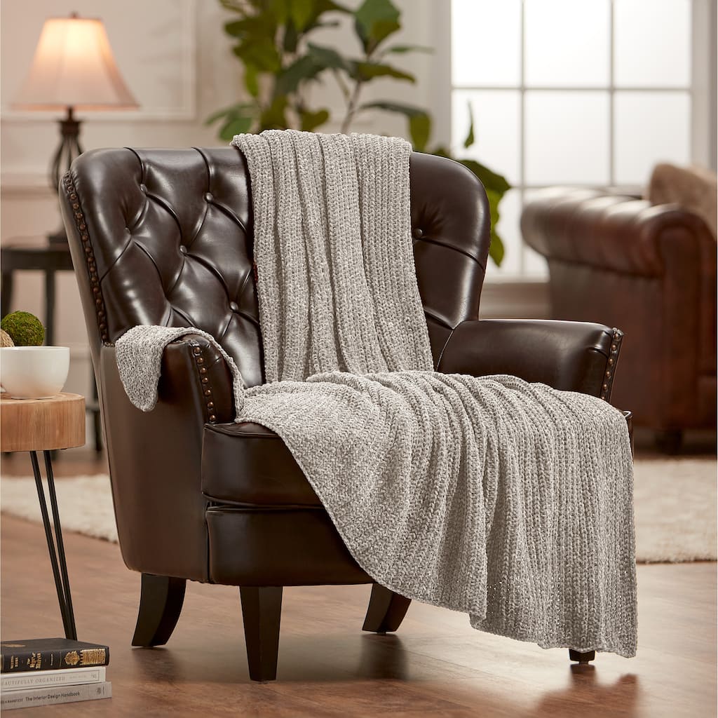 Chanasya Chenille Light Shimmer Knit Throw Blanket