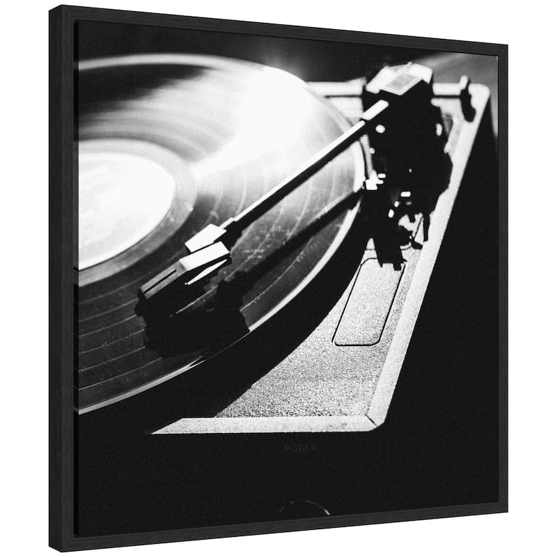 Kate and Laurel Sylvie Vinyl Record Player Framed Canvas by Alicia Abla - 22x22