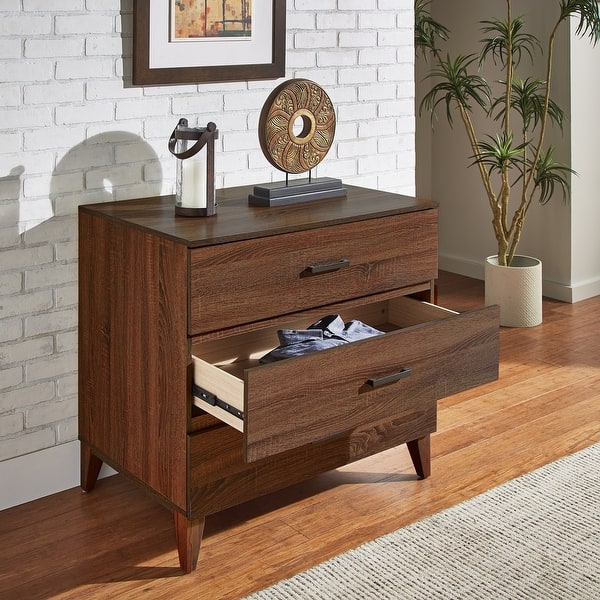 classic 3 drawer dresser Keaton Dresser, Seadrift The assembled storage dresser measures 38 L x 17 W x 33.5 H 3-Drawer Dresser, Retro Wood Storage