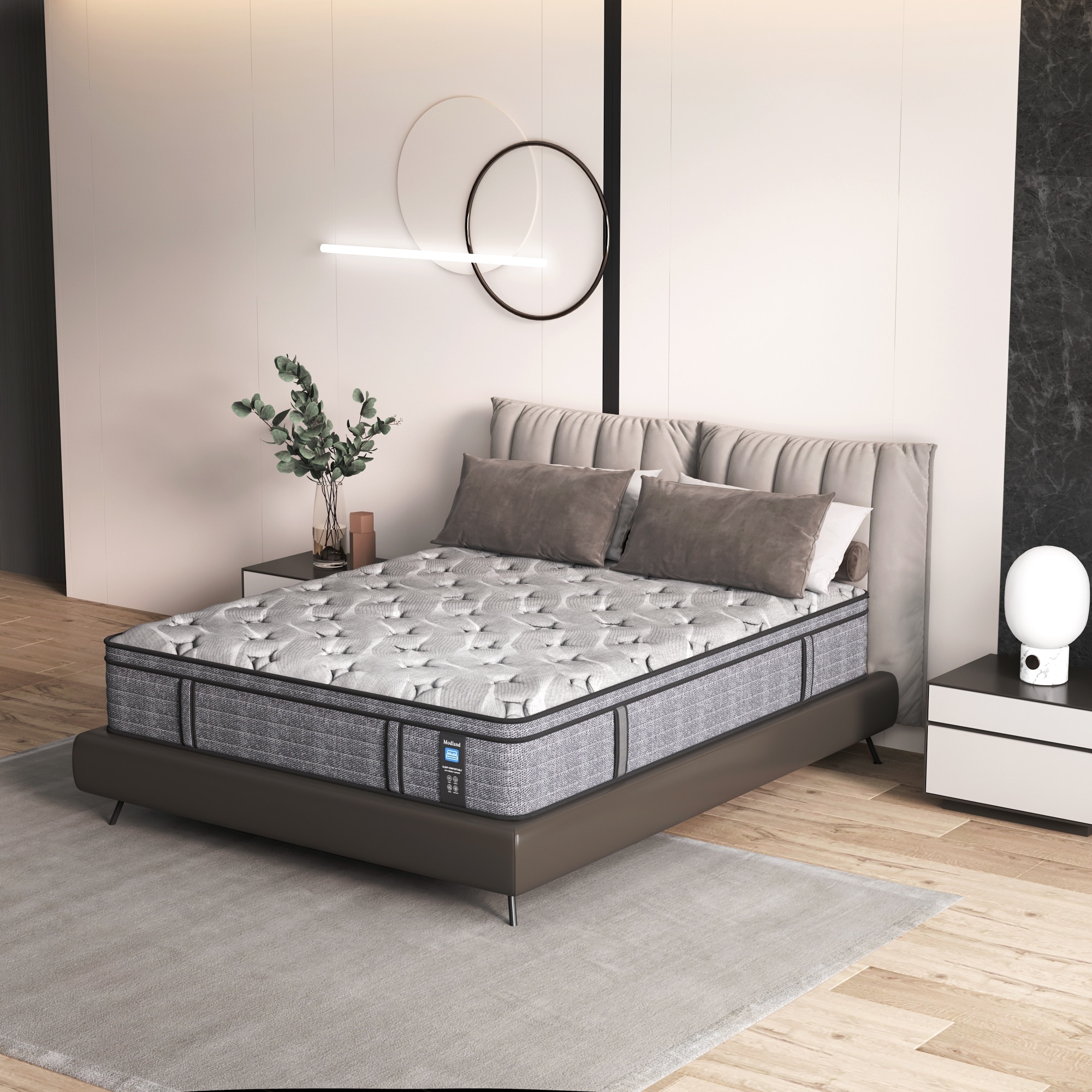 Modland 12" Hybrid Mattress, Gel Memory Foam & Pocket Spring Mattress in a Box, Fiberglass Free, Certified Safe, Queen/King