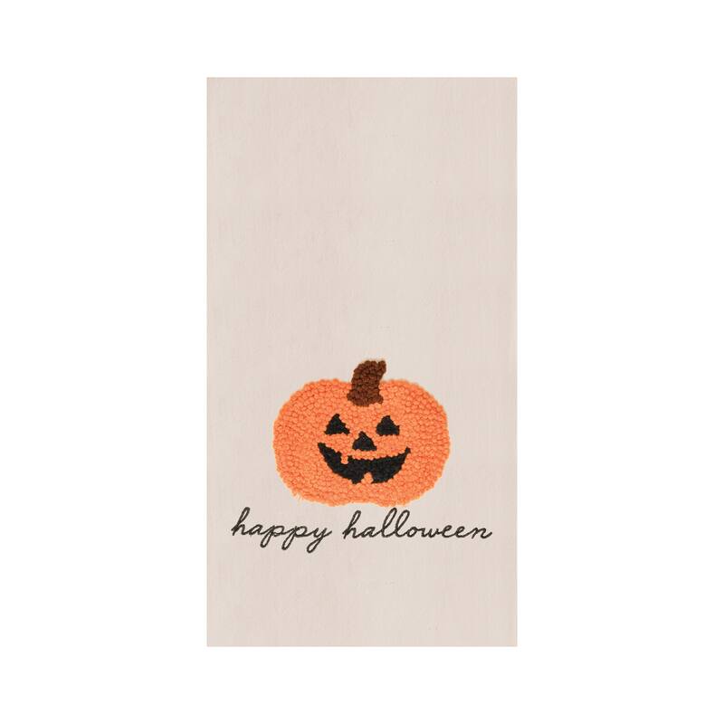 Pumpkin Halloween French Knot Flour Sack Kitchen Towel