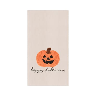 Pumpkin Halloween French Knot Flour Sack Kitchen Towel