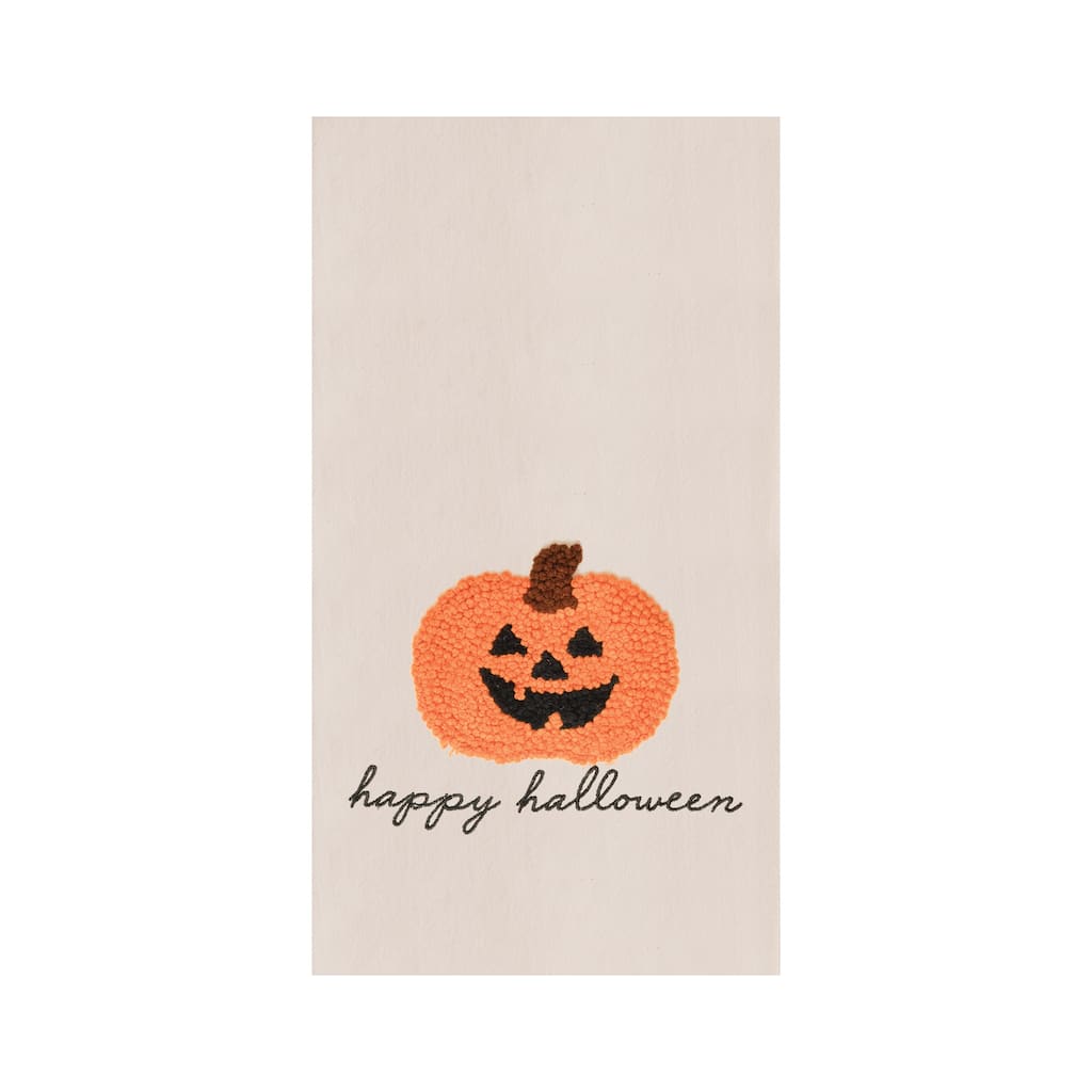 Pumpkin Halloween French Knot Flour Sack Kitchen Towel
