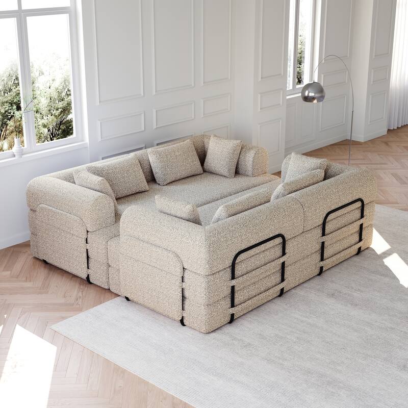 Anmytek Modern Chenille Convertible Sleeper Sofa 78.7" - 2PCS Folding Floor Couch