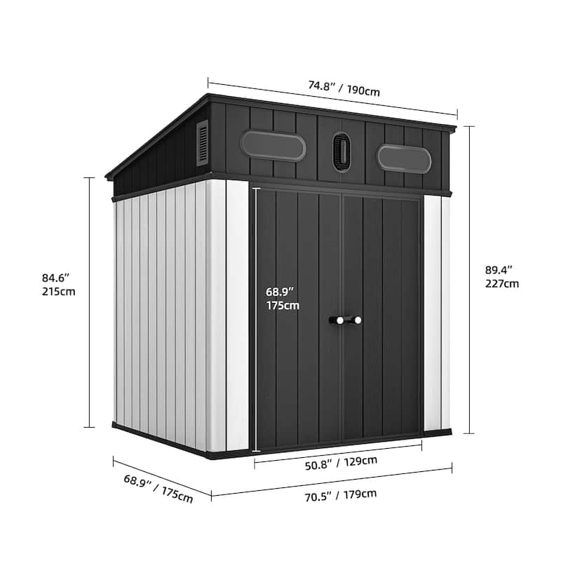 Outdoor Storage Shed 6x6 FT, All-Weather Metal Garden Shed with Lockable Double Doors