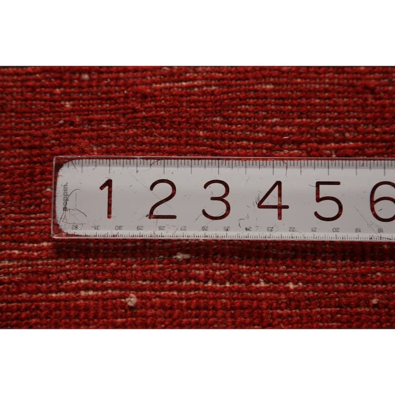 Red Gabbeh Rug Hand-Knotted Oriental Wool Carpet - 3'9" x 5'8"