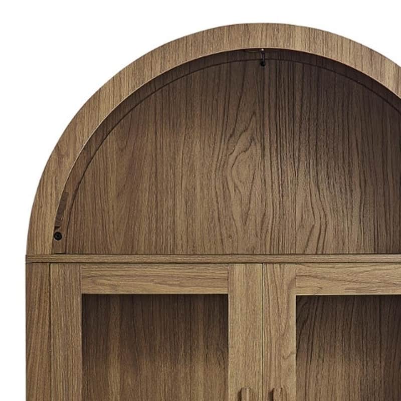 HomeRoots 67" Brown Wood Oval Accent Cabinet With Two Doors