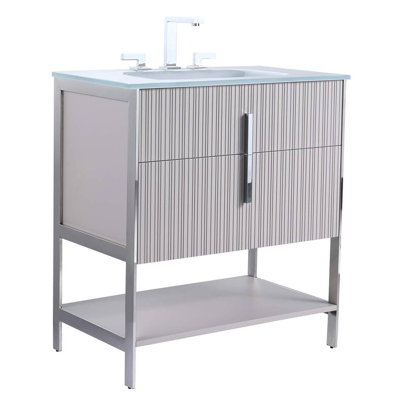Fine Fixtures Serenity Modern bathroom vanity - Bright Taupe - Chrome Hardware
