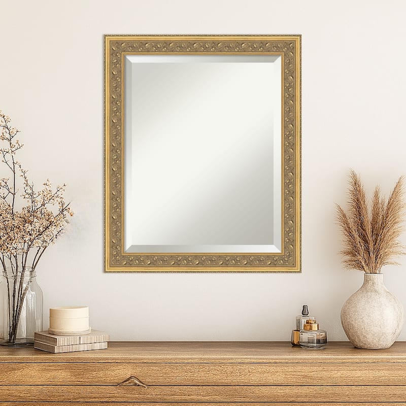 Carter Dark Gold Beveled Wood Framed Wall Mirror - Carter Dark Gold